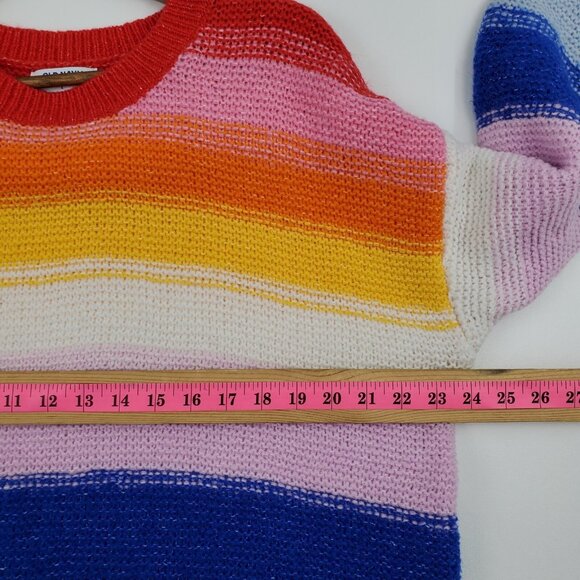 Old Navy Womens L Rainbow Striped Sweater Multicolor Knit Colorful Preppy Casual - Picture 16 of 16